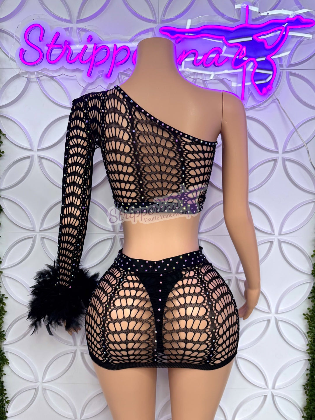 Onix Fishnet Skirt Set (Black)