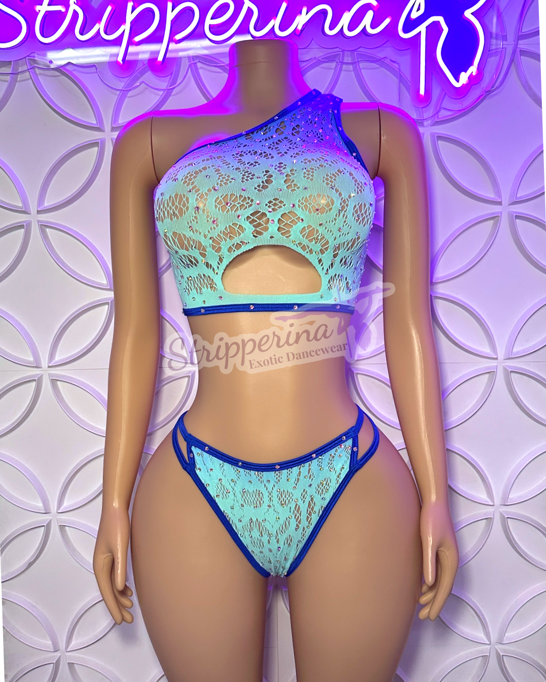 One Shoulder Fishnet Set