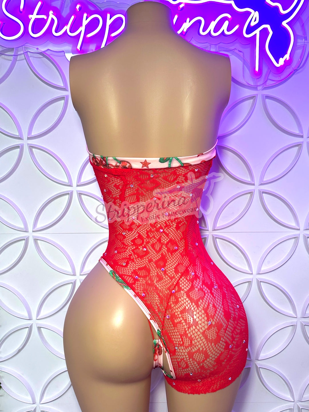 Yaya Fishnet Romper (xmas cherry)