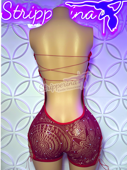 Mack Fishnet Romper (Marron)