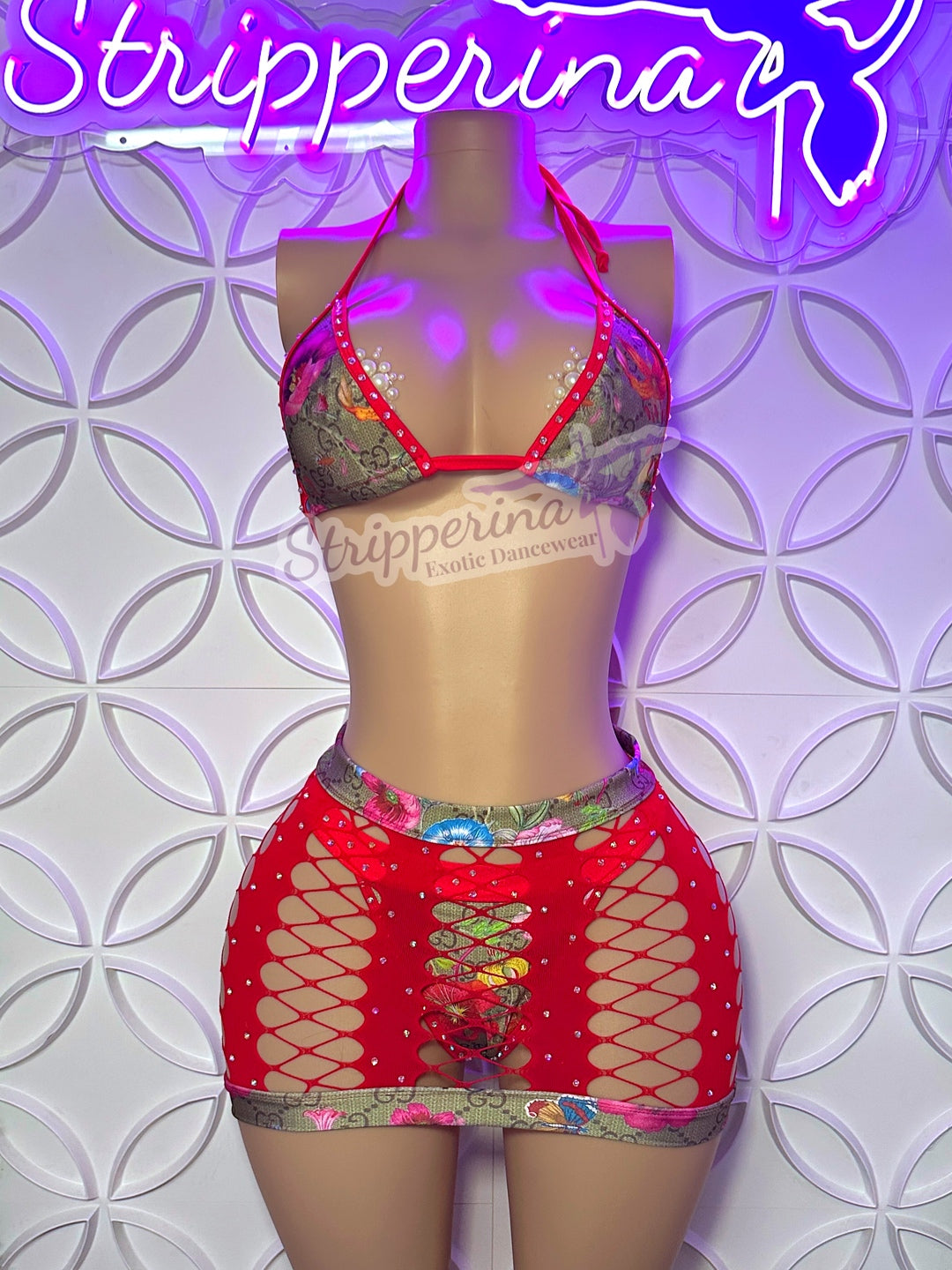 GG 3 SKIRT SET (Tan/ Flowers)