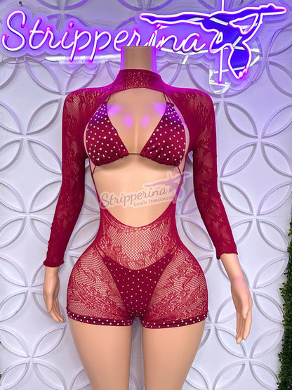 Summer Fishnet Romper (Marron)