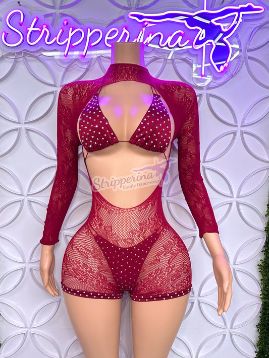 Summer Fishnet Romper (Marron)