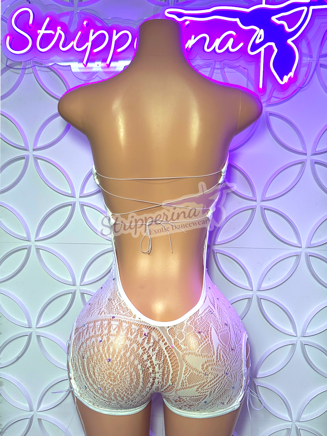 Mack Fishnet Romper (White)