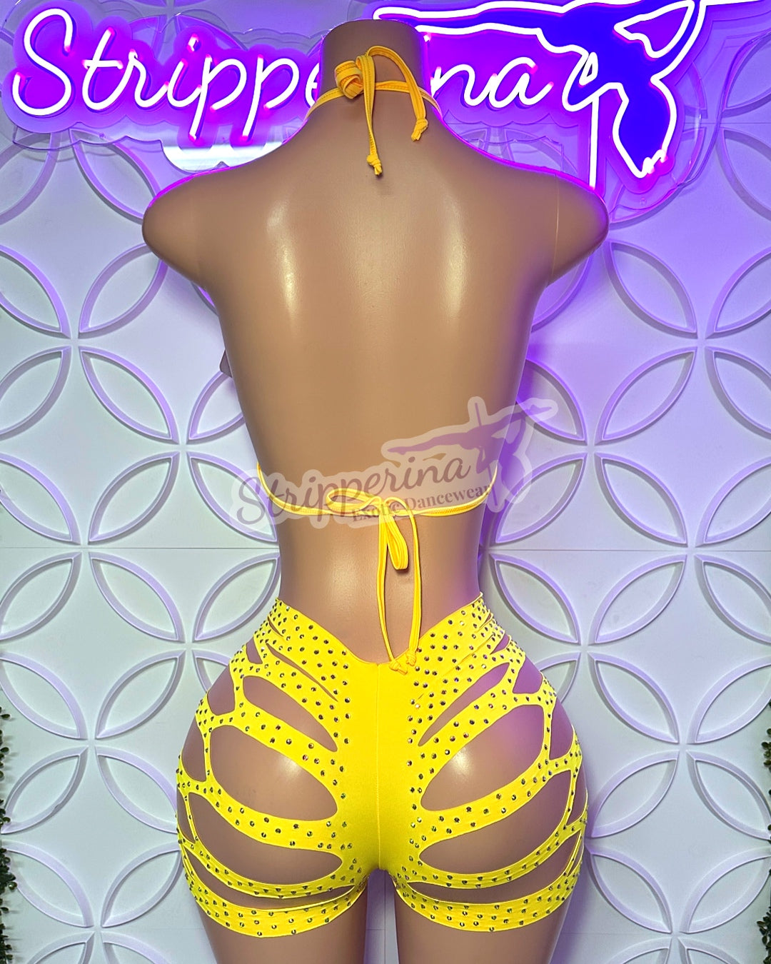 Triangle Ripped Short Set (Yellow)