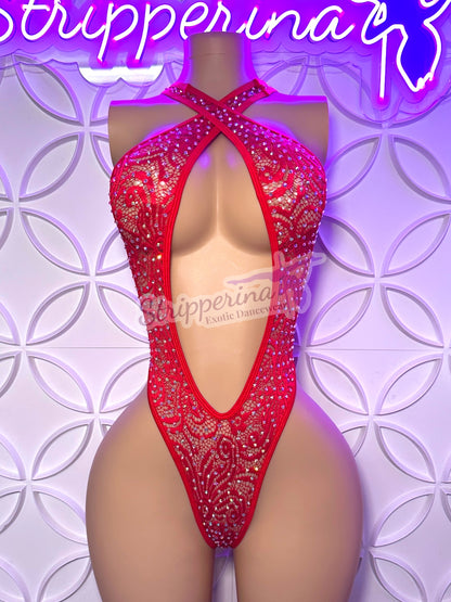 Crossed One Piece (Red Lace)