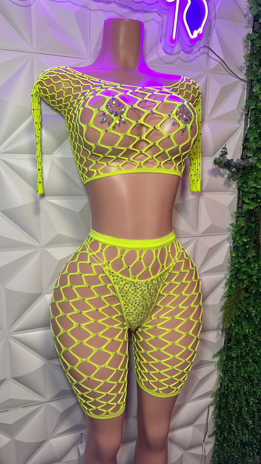 FISHNET BIKER SHORT SET