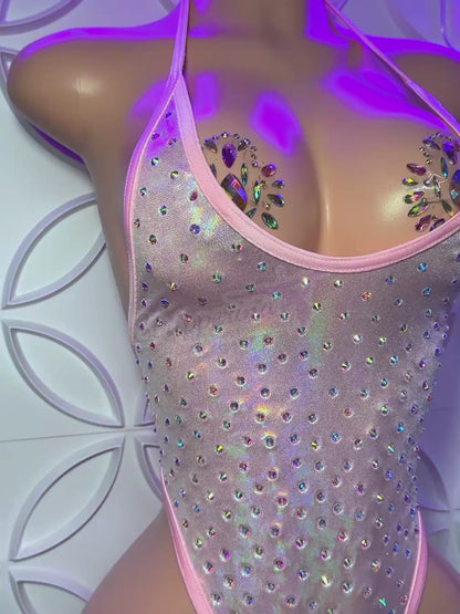 Front Coverage One Piece (Shimmery Lt. Pink)